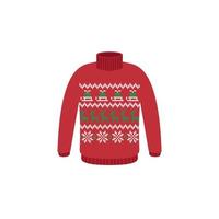 Vector ugly sweaters for Christmas party. Knitted jumpers with winter patterns esp