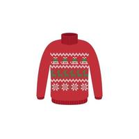 Vector ugly sweaters for Christmas party. Knitted jumpers with winter patterns esp