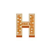 Christmas or New Year alphabet H cookies with glaze vector illustration. Isolated textured letters on white background.