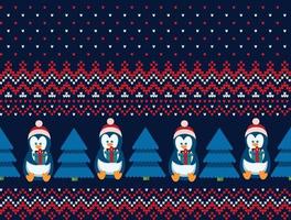 Knitted Christmas and New Year pattern vector