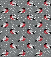 Seamless pattern of bullfinch and snow. vector