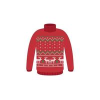 Vector ugly sweaters for Christmas party. Knitted jumpers with winter patterns esp