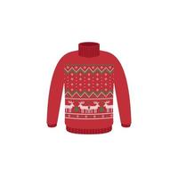 Vector ugly sweaters for Christmas party. Knitted jumpers with winter patterns esp