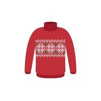 Vector ugly sweaters for Christmas party. Knitted jumpers with winter patterns esp