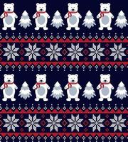 Knitted Christmas and New Year pattern into bears. Wool Knitting Sweater Design. Wallpaper wrapping paper textile print. Eps 10 vector