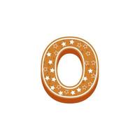 Christmas or New Year alphabet O cookies with glaze vector illustration. Isolated textured letters on white background.