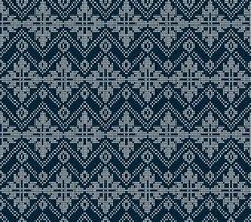 Knitted Christmas and New Year pattern. Wool Knitting Sweater Design. Wallpaper wrapping paper textile print. vector
