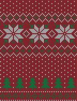 Knitted Christmas and New Year pattern in cow. Wool Knitting Sweater Design. Wallpaper wrapping paper textile print. vector