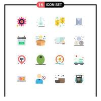 Group of 16 Flat Colors Signs and Symbols for html sent holi message envelope Editable Pack of Creative Vector Design Elements