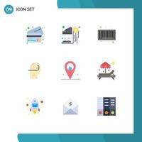9 Universal Flat Colors Set for Web and Mobile Applications navigation job barcode distance mind Editable Vector Design Elements