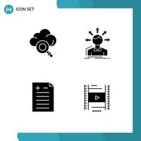 Universal Solid Glyphs Set for Web and Mobile Applications cloud pros and cons conversion structure vedio Editable Vector Design Elements
