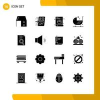 conjunto moderno de 16 glifos y símbolos sólidos, como la lista de sillas de progreso de enfermedades de forma, elementos de diseño de vectores editables