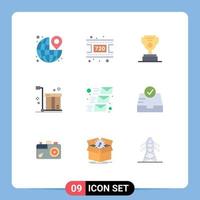 9 Thematic Vector Flat Colors and Editable Symbols of email packaging job logistic box Editable Vector Design Elements