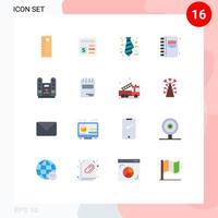 16 Flat Color concept for Websites Mobile and Apps notepad spotlight tie concert open book Editable Pack of Creative Vector Design Elements