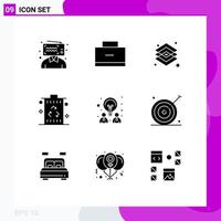 Solid Glyph Pack of 9 Universal Symbols of recycle garbage creative energy tools Editable Vector Design Elements