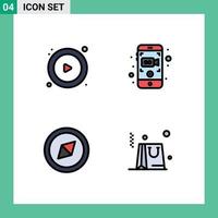 4 User Interface Filledline Flat Color Pack of modern Signs and Symbols of control business camera mobile recording 91 Editable Vector Design Elements