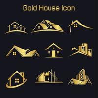 Golden house logo icon, Home Logo Design, vector