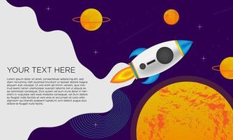gradient space with rocket background vector