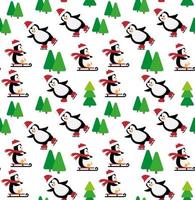 Merry Christmas seamless pattern with penguins,in vector. vector