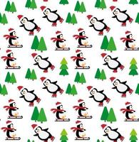 Merry Christmas seamless pattern with penguins,in vector. vector