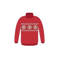 Vector ugly sweaters for Christmas party. Knitted jumpers with winter patterns esp