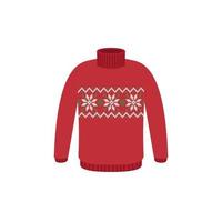 Vector ugly sweaters for Christmas party. Knitted jumpers with winter patterns esp