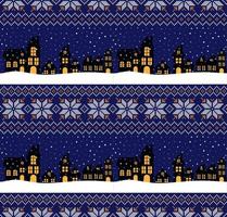 Knitted Christmas and New Year pattern. Wool Knitting Sweater Design. Wallpaper wrapping paper textile print. vector