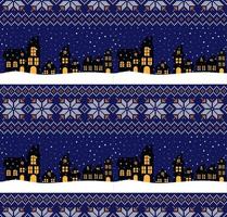 Knitted Christmas and New Year pattern. Wool Knitting Sweater Design. Wallpaper wrapping paper textile print. vector