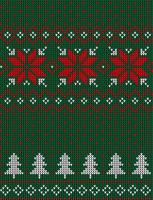 Knitted Christmas and New Year pattern in cow. Wool Knitting Sweater Design. Wallpaper wrapping paper textile print. vector