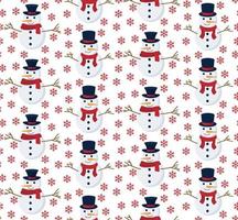 Vector festive Christmas or New Year seamless pattern in snowmen