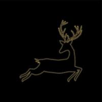 Christmas golden deer decoration of gold glitter shining sparkles on a black transparent background. Vector glittering shine deer for Christmas or New Year design template