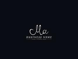 Feminine Ma Logo, New ma Signature Letter Logo Design vector