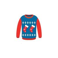 Vector ugly sweaters for Christmas party. Knitted jumpers with winter patterns esp