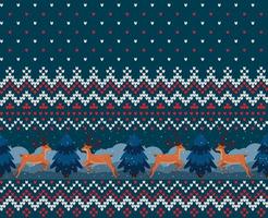 Knitted Christmas and New Year pattern vector