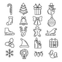 stylish christmas icon set in line art style vector