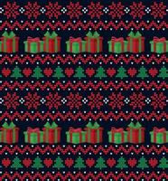 Knitted Christmas and New Year pattern. Wool Knitting Sweater Design. Wallpaper wrapping paper textile print. Eps 10 vector