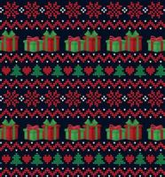 Knitted Christmas and New Year pattern. Wool Knitting Sweater Design. Wallpaper wrapping paper textile print. Eps 10 vector