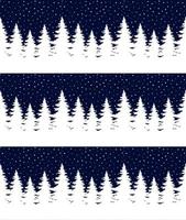 Seamless Merry Christmas pattern with deers, winter abstraction. Forest background. Endless horizontal banner with Reindeers in snow. Hand drawn paper decorative elements, vector illustration.