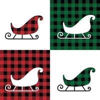 Sledge pattern at Buffalo Plaid. Festive background for design and print vector