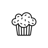 Outline, simple vector cupcake icon isolated on white background.