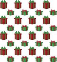 Christmas gift boxes vector pattern in retro style. Seamless background with gift boxes with bows. Illustration for greeting cards, invitations, posters.