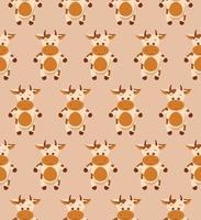 Seamless funny pattern with doodle cartoon cow vector