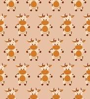 Seamless funny pattern with doodle cartoon cow vector