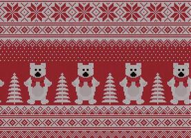 Knitted Christmas and New Year pattern. Wool Knitting Sweater Design. Wallpaper wrapping paper textile print. Eps 10 vector