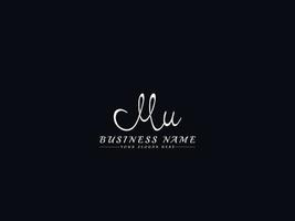 Feminine Mu Logo, New mu Signature Letter Logo Design vector