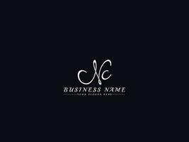 Signature Nc Logo Letter Vector, Initial nc Letter Design vector
