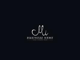 Feminine Mi Logo, New mi Signature Letter Logo Design vector