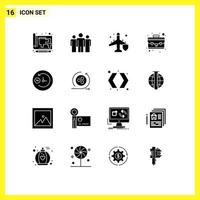 Pictogram Set of 16 Simple Solid Glyphs of day and night thing corporate portfolio protection Editable Vector Design Elements