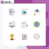 Pack of 9 creative Flat Colors of degree development management develop coding Editable Vector Design Elements