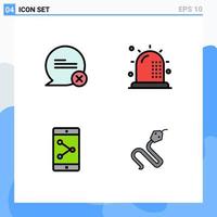 paquete de iconos de vector de stock de 4 signos y símbolos de línea para la aplicación de chat compartir interacción fitness aplicación móvil elementos de diseño de vector editables